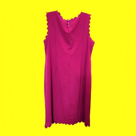 NWT Elegant Chico’s Fuchsia Pink Sleeveless Scalloped Dress - Picture 2 of 6